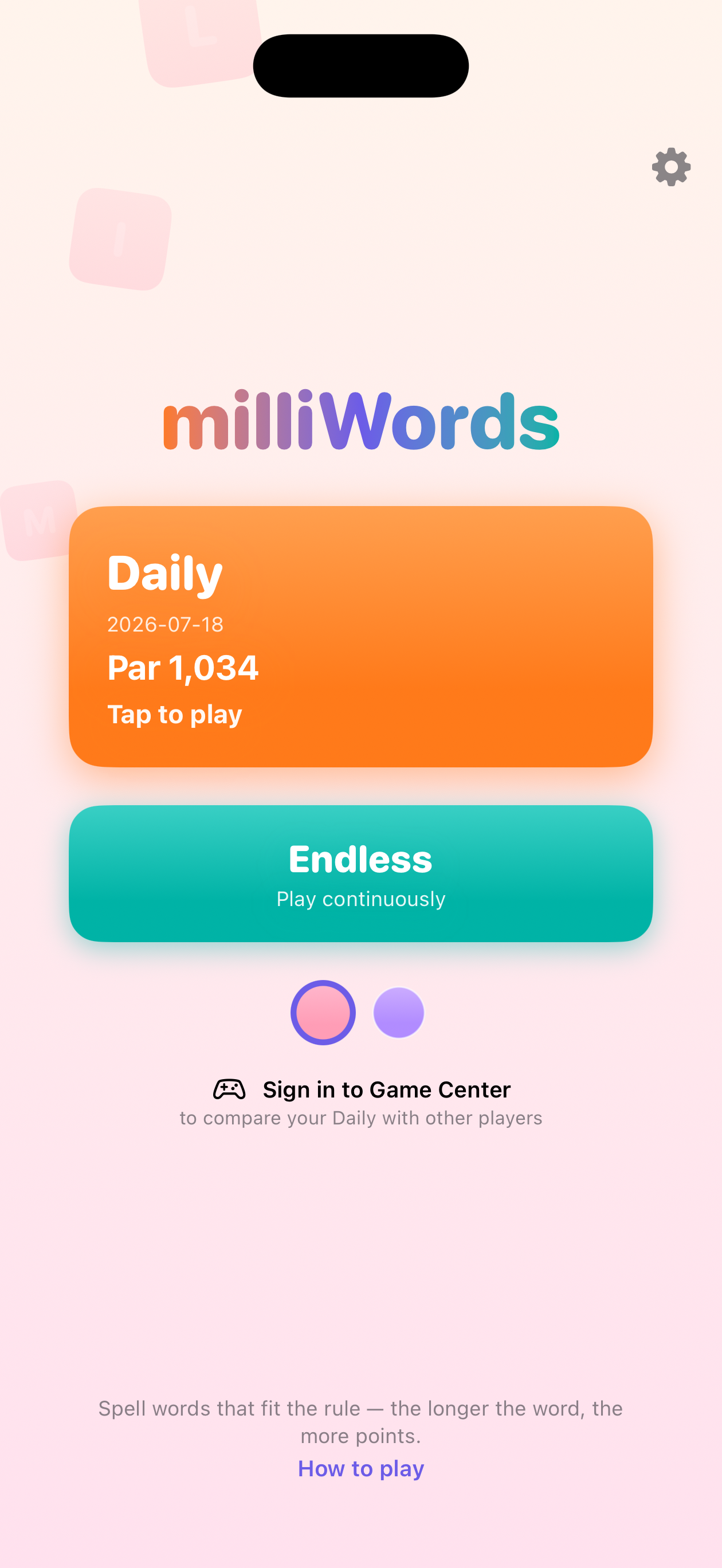 milliWords iphone screenshot 2